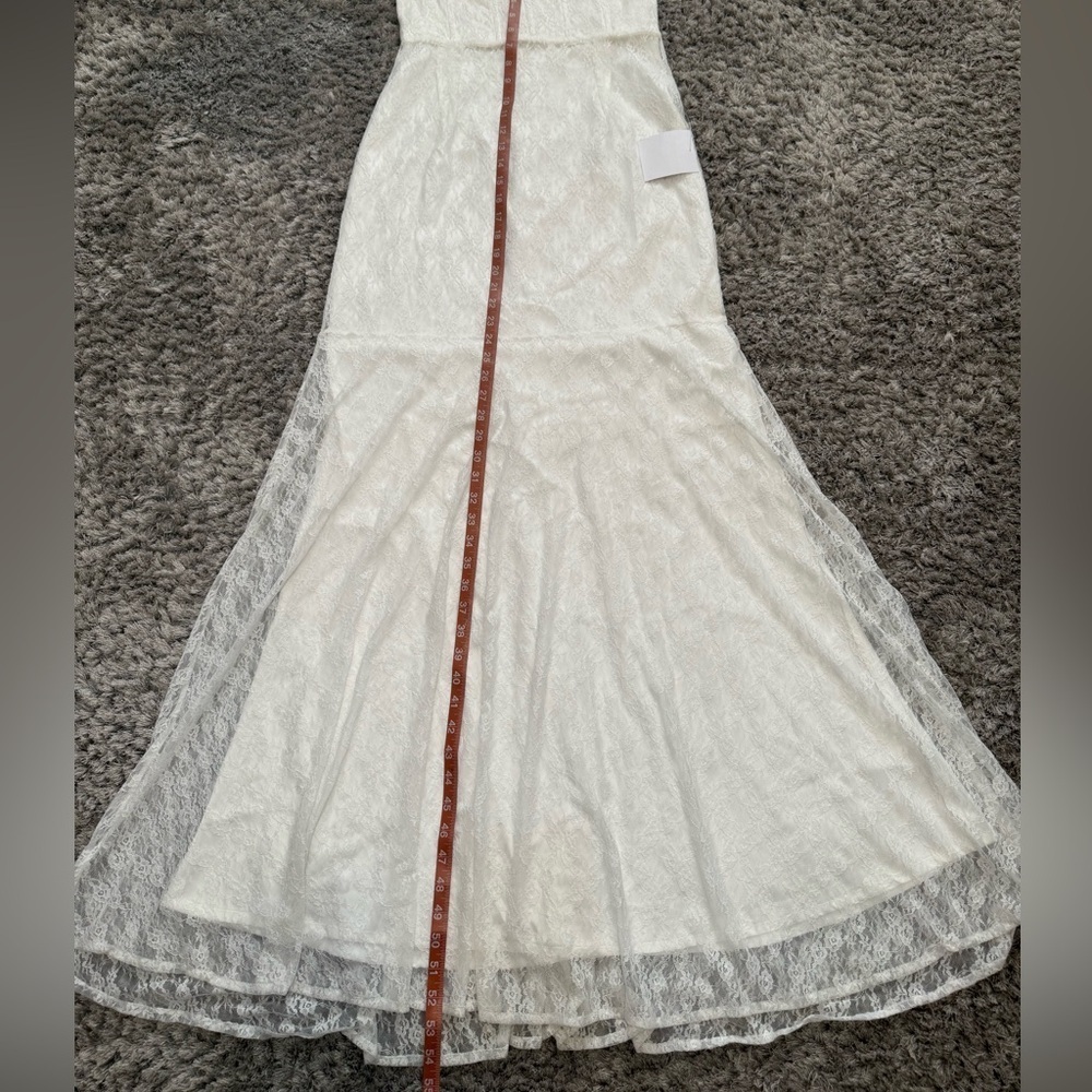 Lulus White Lace Bustier Maxi Dress – Size L – Stretch Fit Bridal Gown – New - Picture 13 of 16